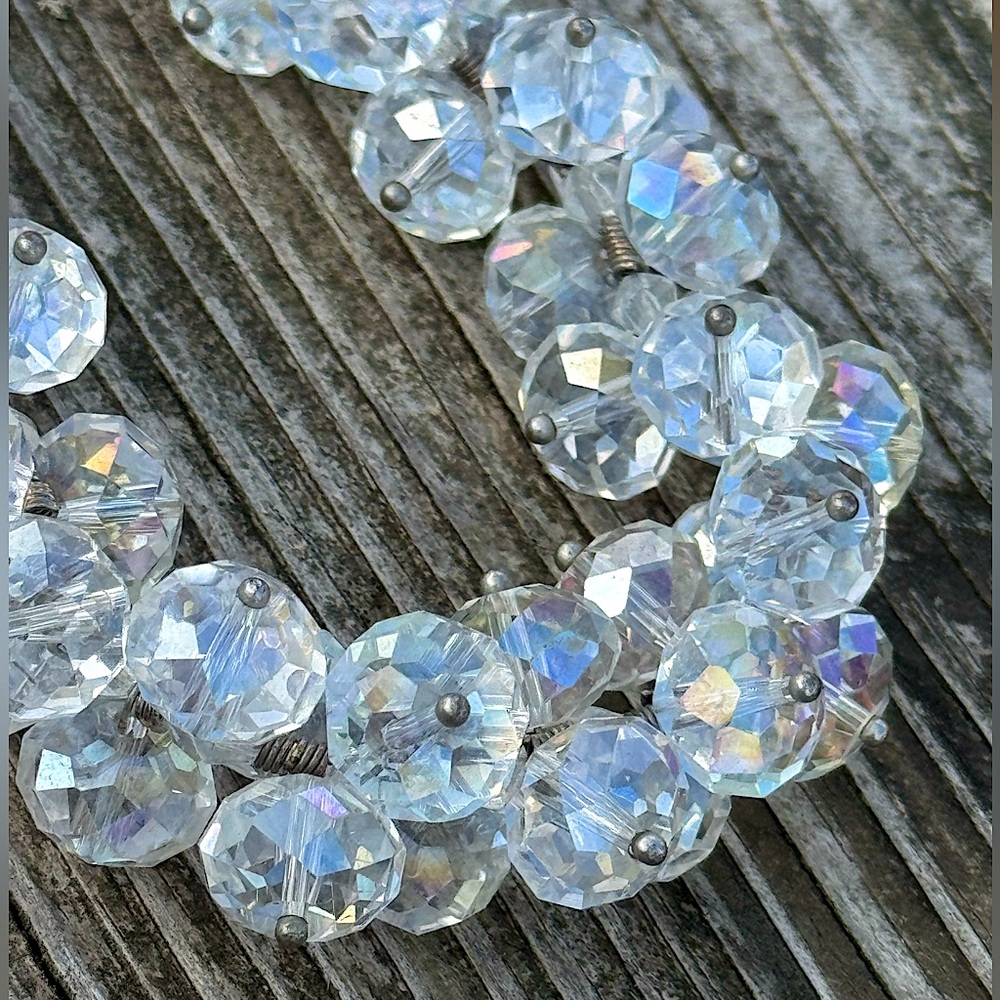 😍 Vintage Crystal Aurora Borealis AB Bead Necklace